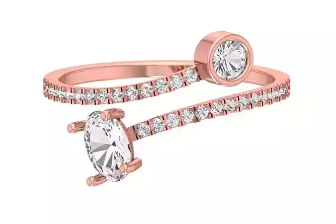 Solitaire Women Light Weight Oval Round Stone Band Ring