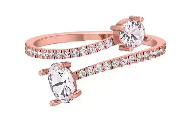 Solitaire Women Light Weight Oval Round Stone Band Ring