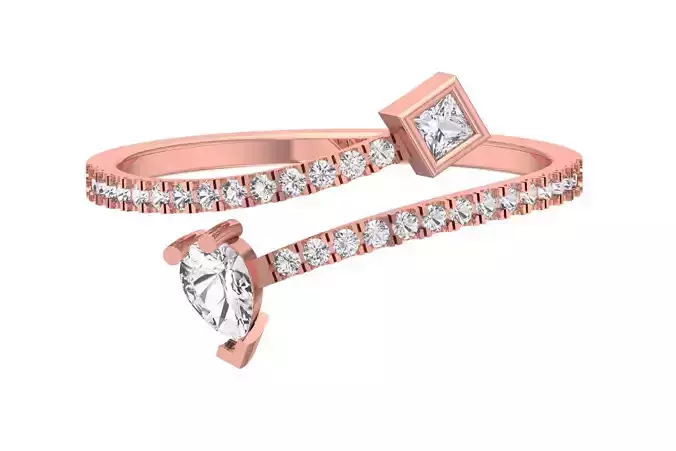 Solitaire Women Light Weight Princess Pear Stone Band Ring