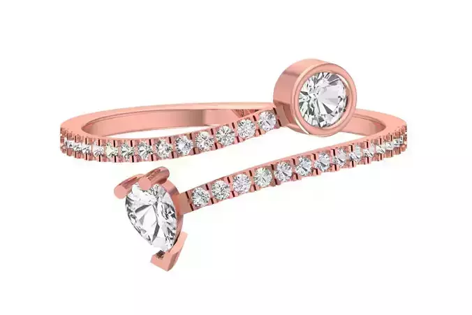 Solitaire Women Light Weight Pear Round Stone Band Ring