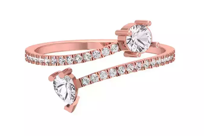 Solitaire Women Light Weight Pear Round Stone Band Ring