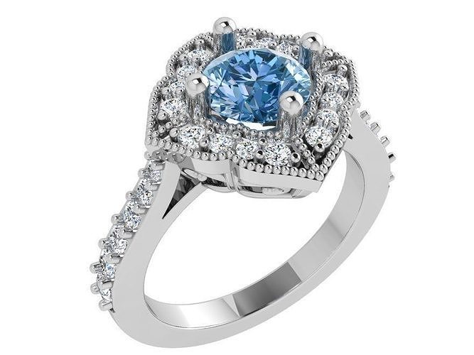 Sky-blue ring with diamond stones 3554 3D print model  3D print model