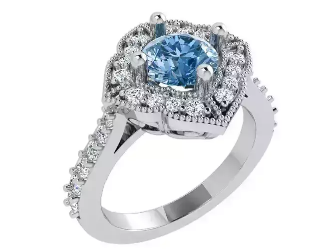 Sky-blue ring with diamond stones 3554 3D print model 