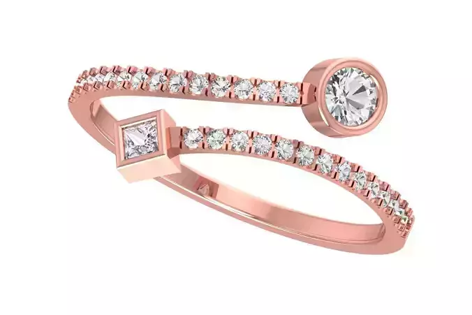 Solitaire Women Light Weight Princess Round Stone Band Ring