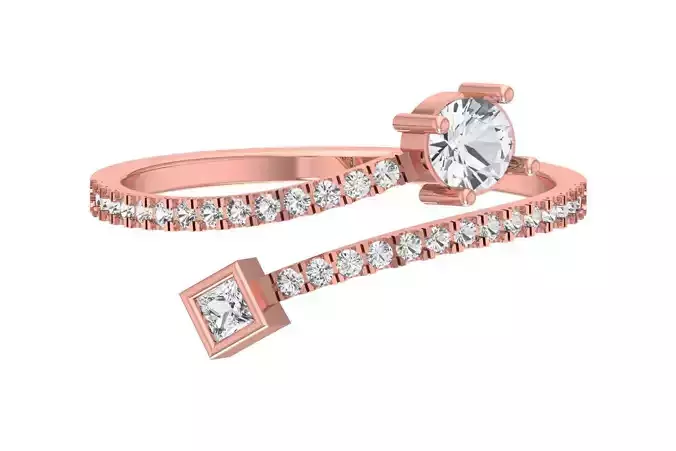 Solitaire Women Light Weight Princess Round Stone Band Ring