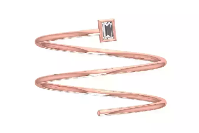 Solitaire Women Spiral Baguette Stone Band Ring