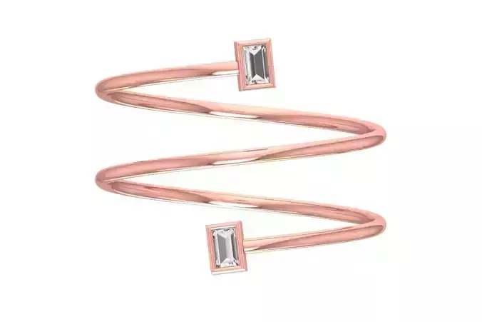 Solitaire Women Spiral Baguette Stone Band Ring