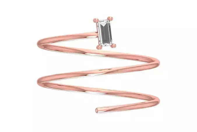 Solitaire Women Spiral Baguette Stone Band Ring
