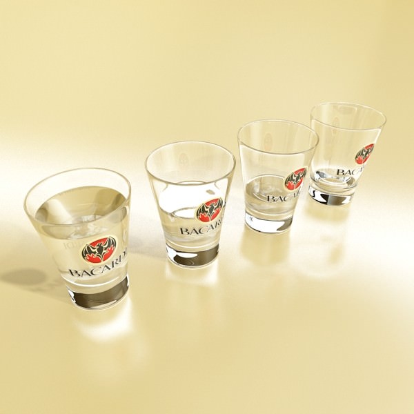 Photoreal Bacardi Rum Shot Glass 3D model_3