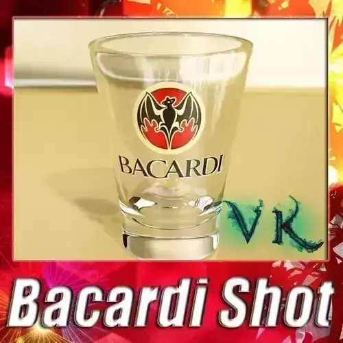 Photoreal Bacardi Rum Shot Glass 3D model