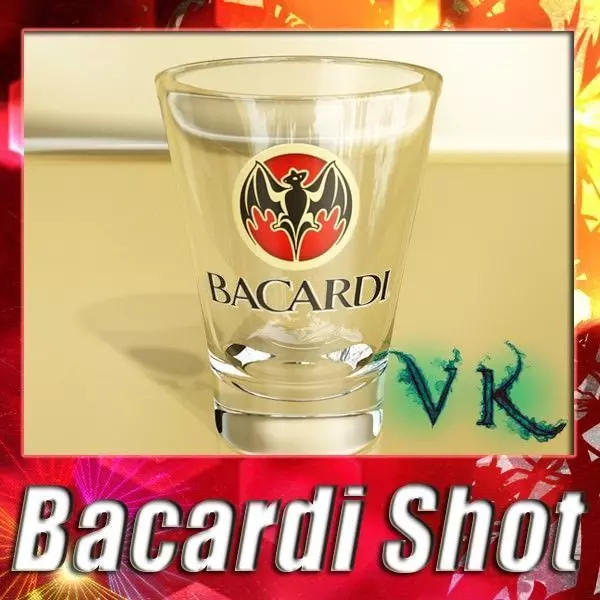 Photoreal Bacardi Rum Shot Glass 3D model_0