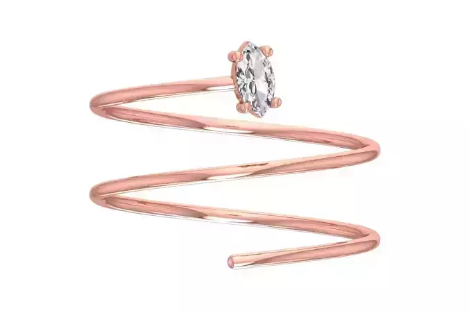 Solitaire Women Spiral Marquise Stone Band Ring