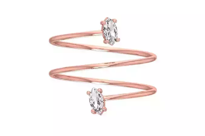 Solitaire Women Spiral Marquise Stone Band Ring