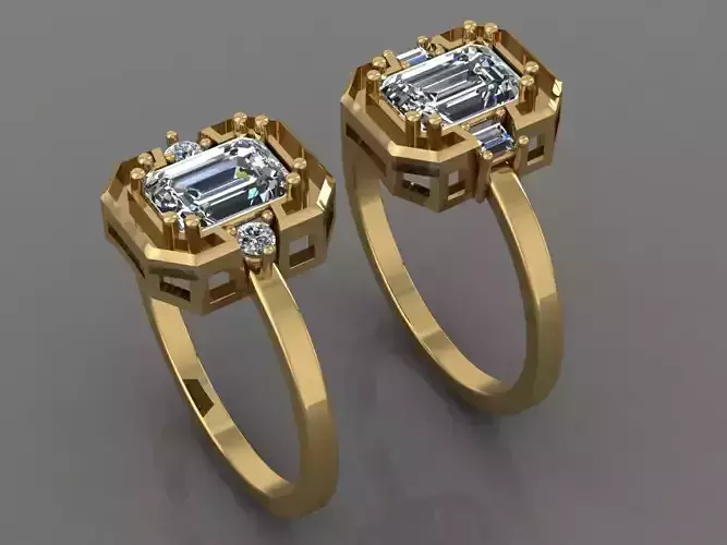 Ring 3D Print 3D print model 3D model two topaz and diamond engagement rings