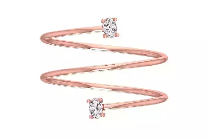 Solitaire Women Spiral Oval Stone Band Ring