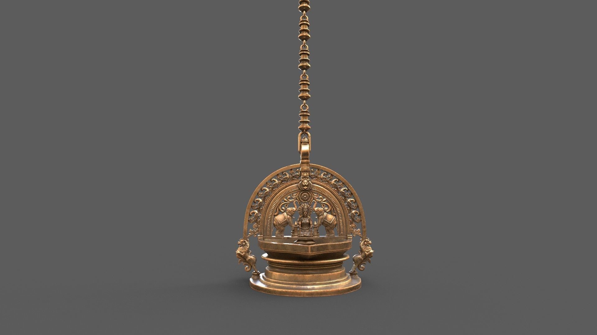 oil lamp goddess gajalakshmi laxmi 3D model_1