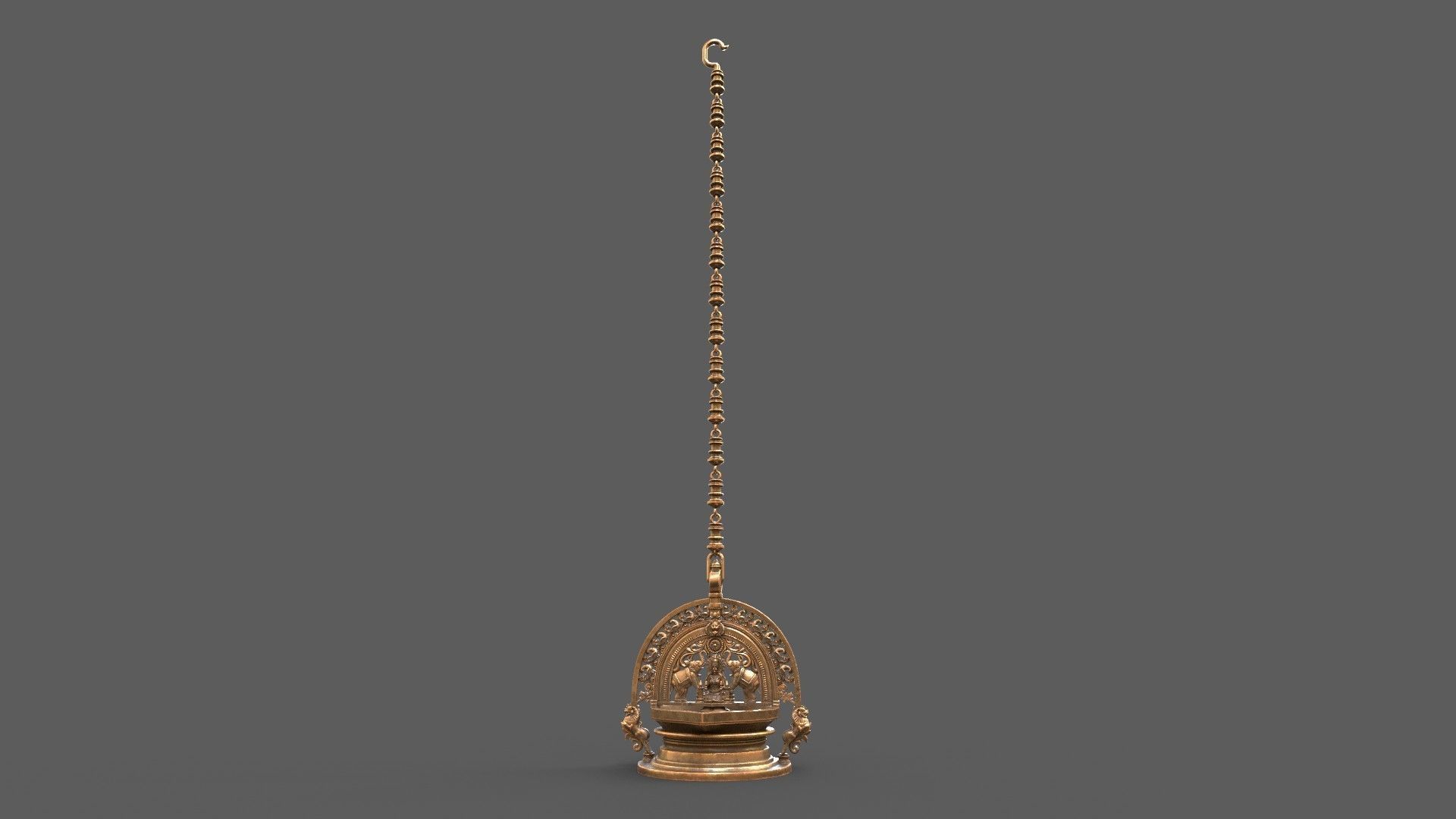 oil lamp goddess gajalakshmi laxmi 3D model_2