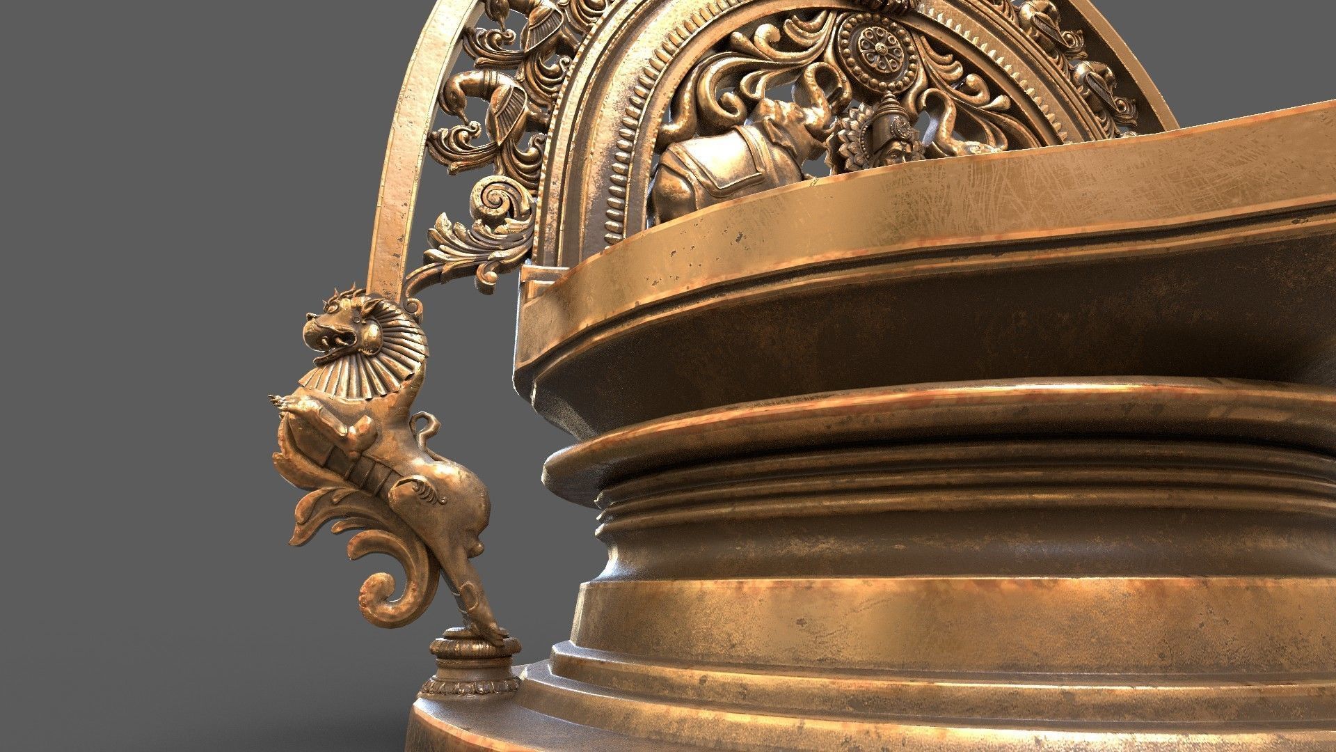 oil lamp goddess gajalakshmi laxmi 3D model_19