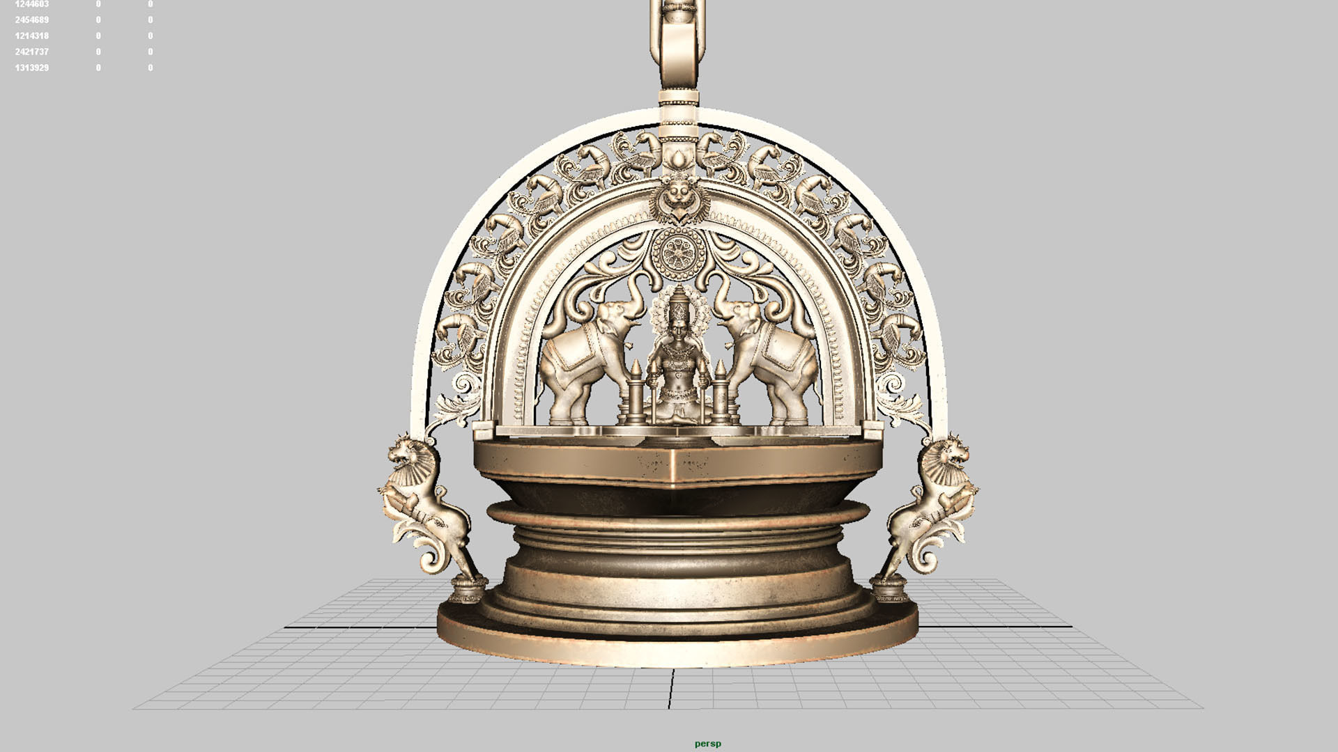 oil lamp goddess gajalakshmi laxmi 3D model_8