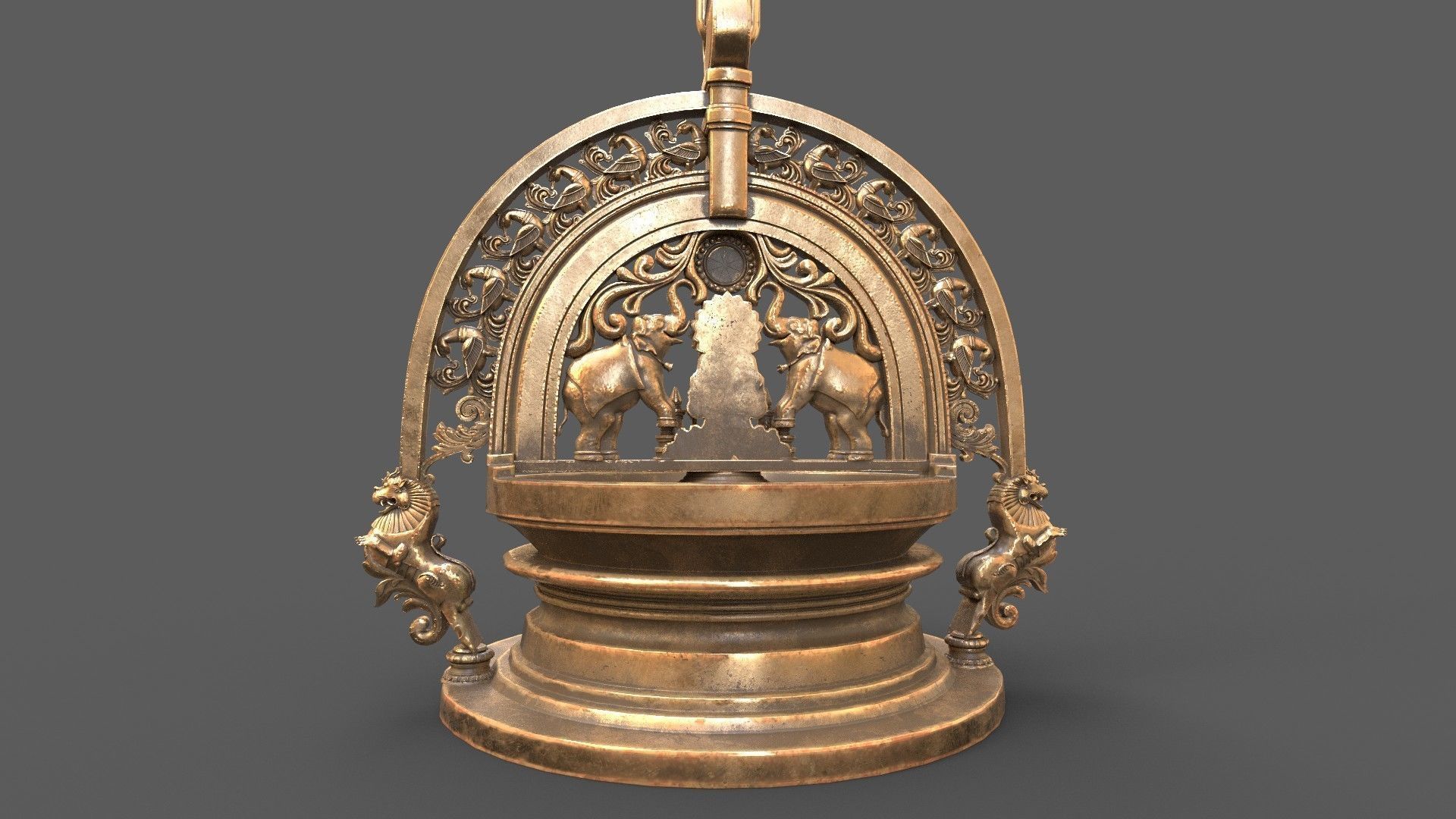 oil lamp goddess gajalakshmi laxmi 3D model_15