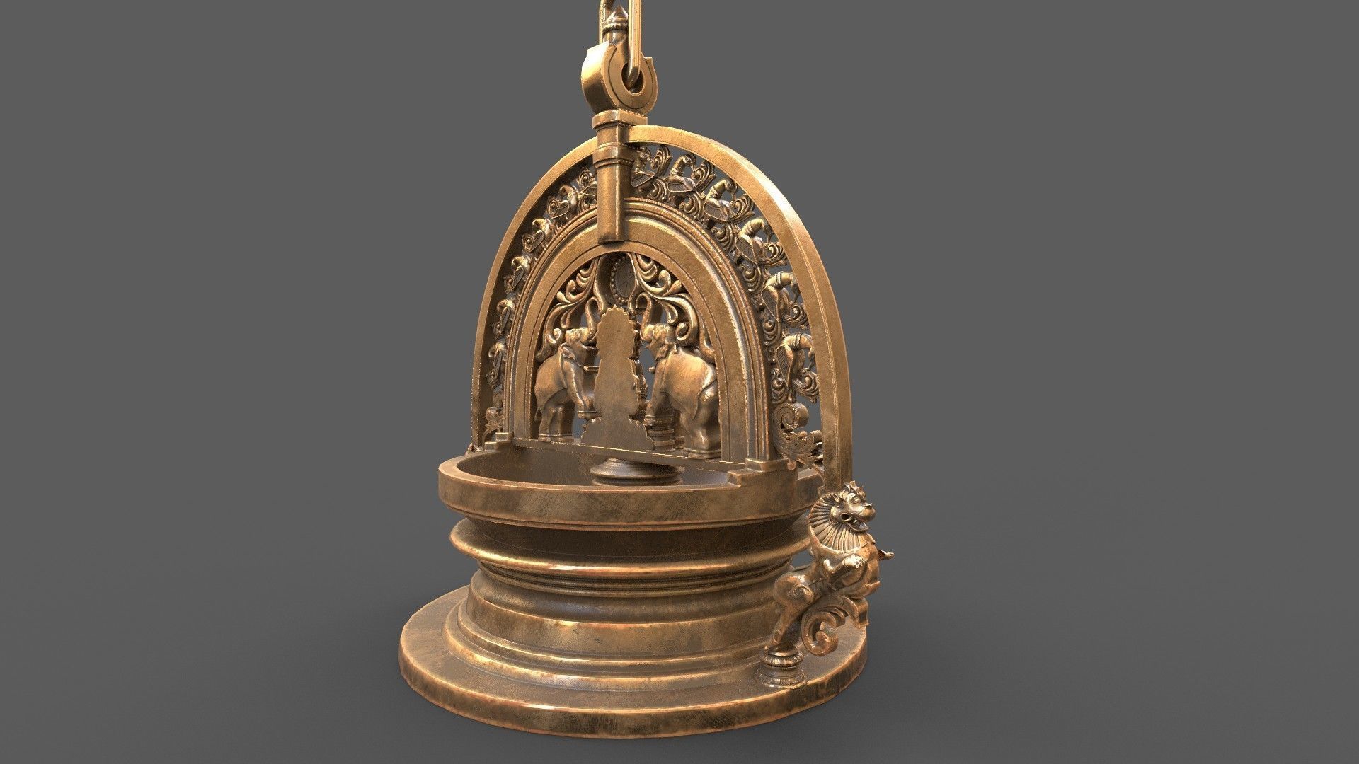 oil lamp goddess gajalakshmi laxmi 3D model_16