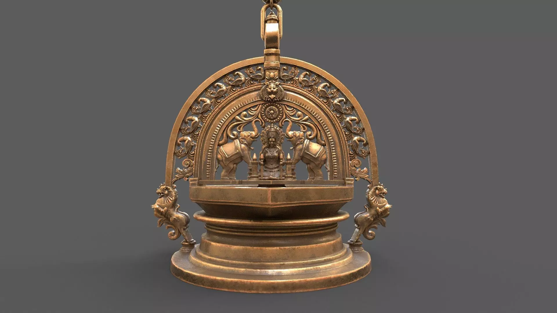 oil lamp goddess gajalakshmi laxmi 3D model_0