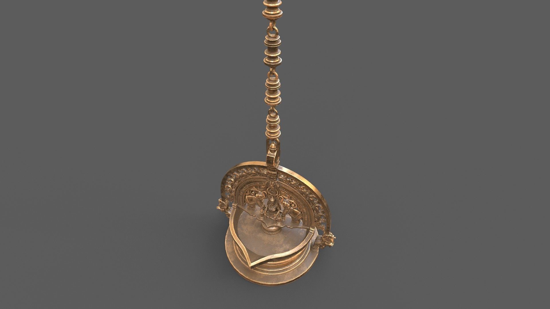 oil lamp goddess gajalakshmi laxmi 3D model_4
