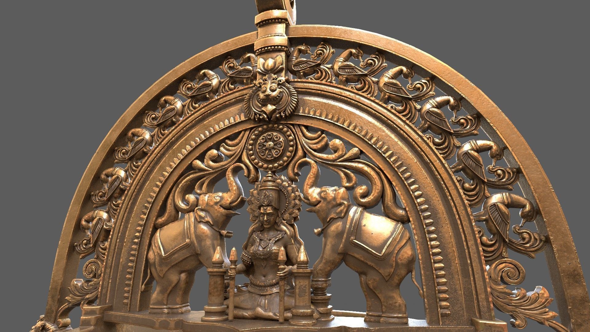 oil lamp goddess gajalakshmi laxmi 3D model_18