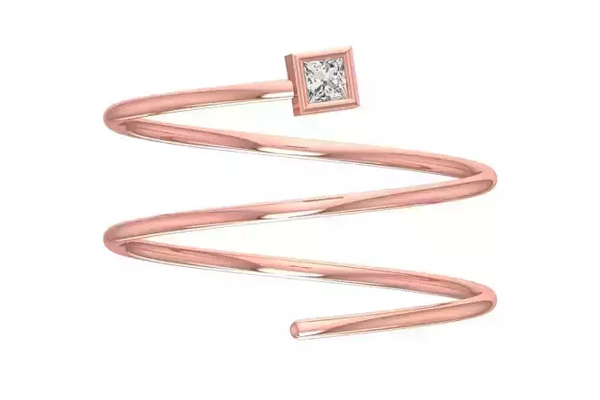 Solitaire Women Spiral Princess Stone Band Ring