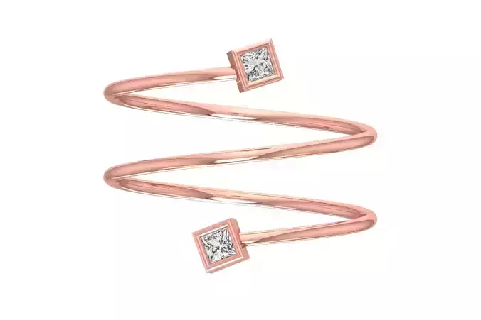 Solitaire Women Spiral Princess Stone Band Ring