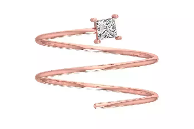 Solitaire Women Spiral Princess Stone Band Ring