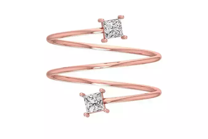 Solitaire Women Spiral Princess Stone Band Ring