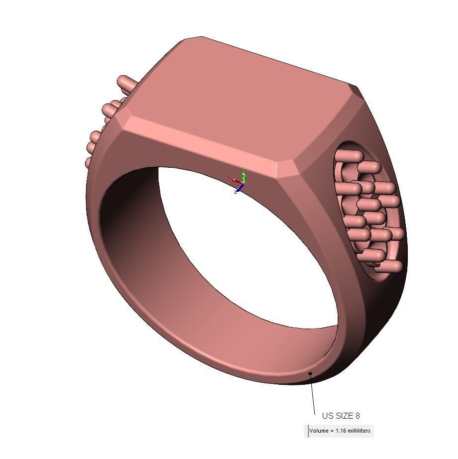 Blank rectangular diamond cluster shank signet US sizes 7 8 9 3D print model_11