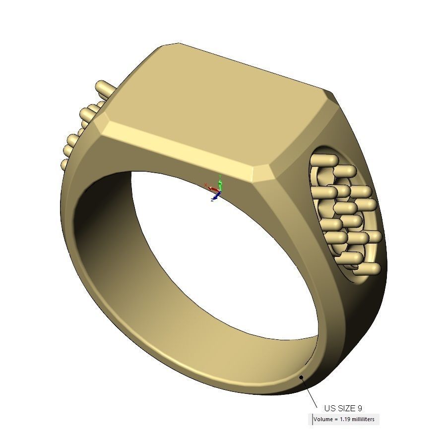 Blank rectangular diamond cluster shank signet US sizes 7 8 9 3D print model_18