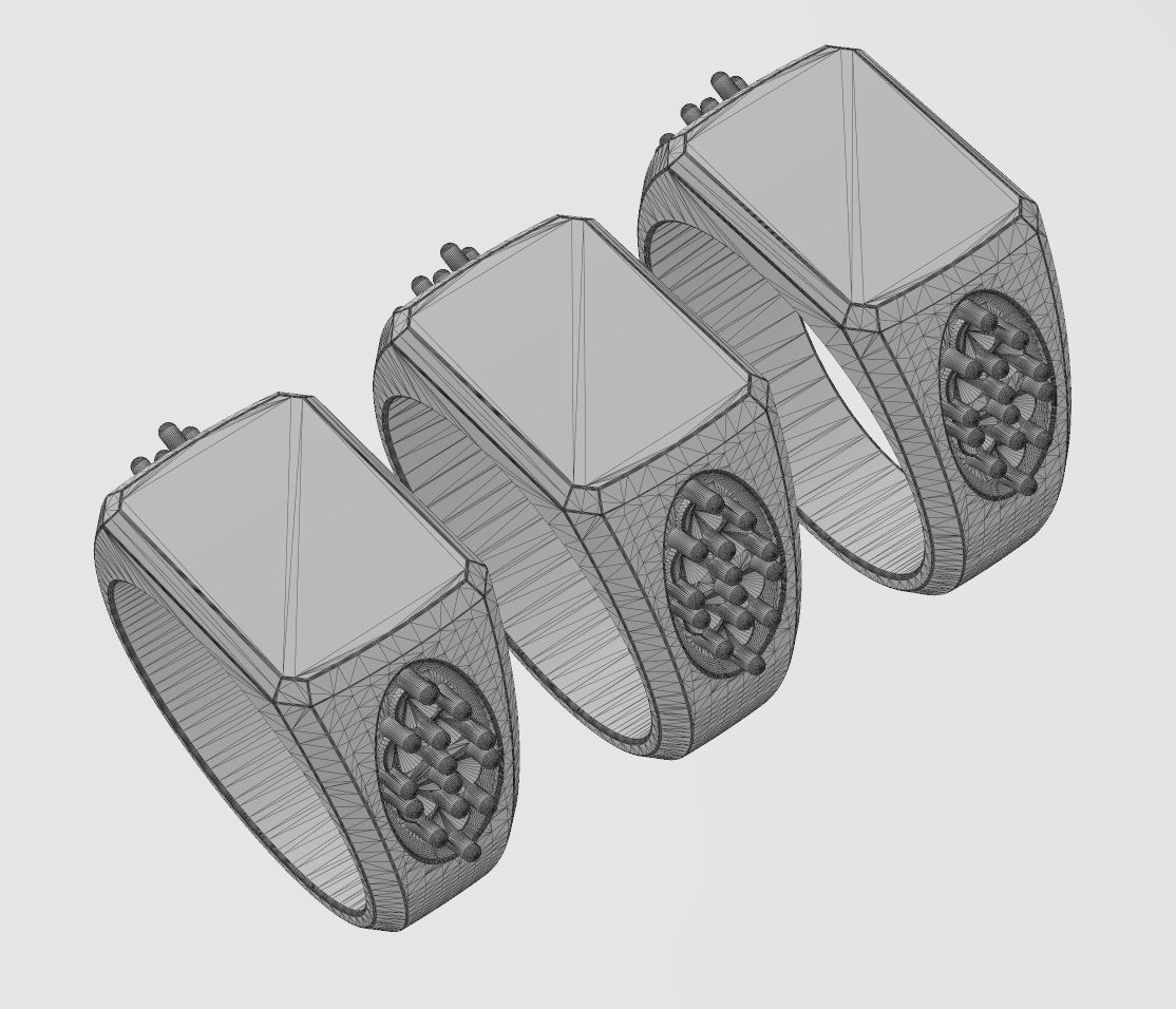 Blank rectangular diamond cluster shank signet US sizes 7 8 9 3D print model_13