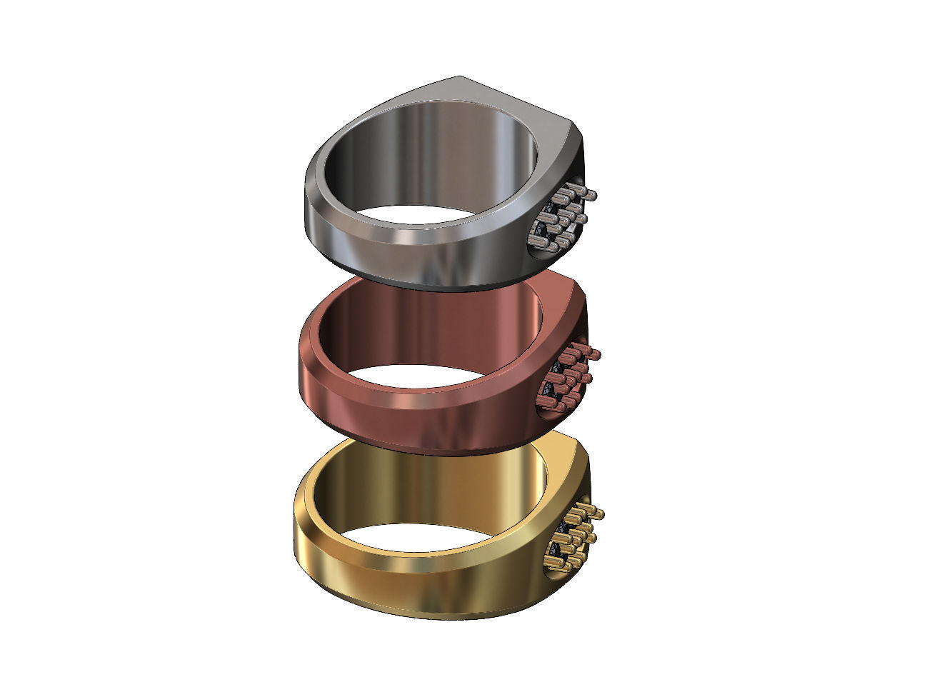 Blank rectangular diamond cluster shank signet US sizes 7 8 9 3D print model_4