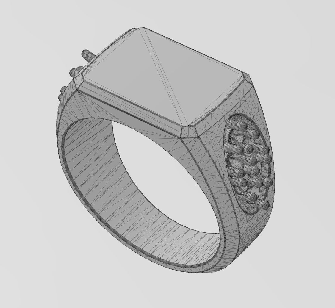 Blank rectangular diamond cluster shank signet US sizes 7 8 9 3D print model_14