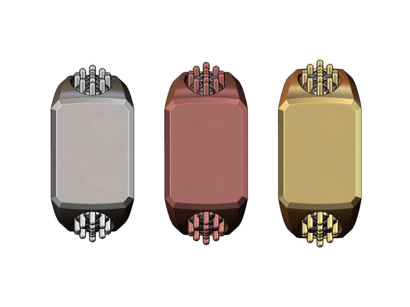 Blank rectangular diamond cluster shank signet US sizes 7 8 9 3D print model_2