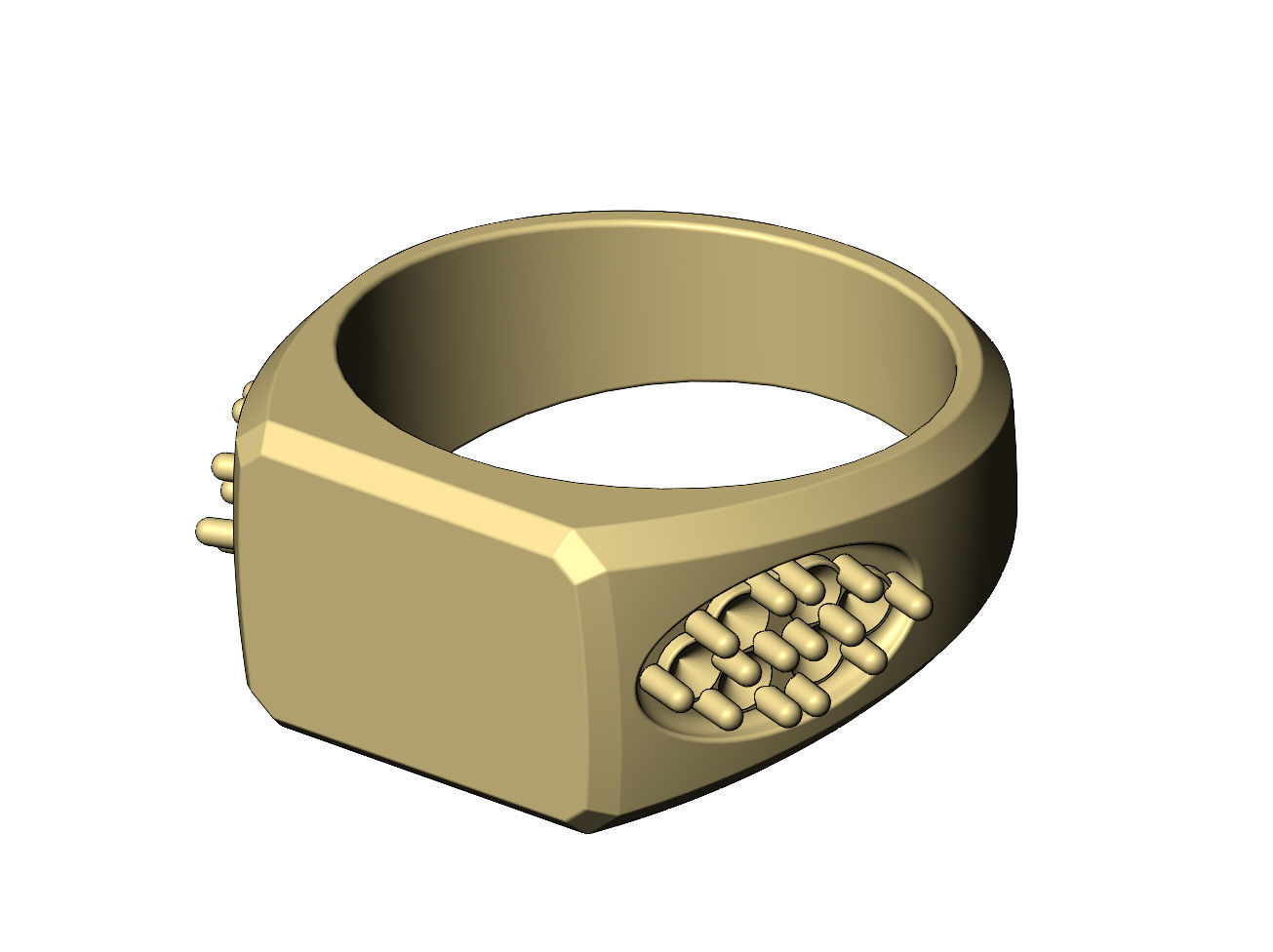 Blank rectangular diamond cluster shank signet US sizes 7 8 9 3D print model_6