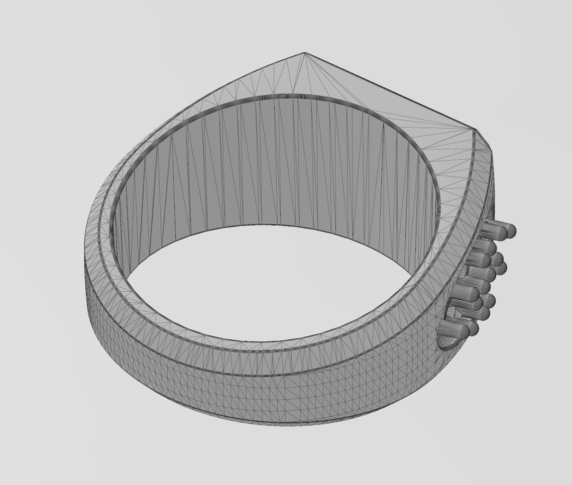 Blank rectangular diamond cluster shank signet US sizes 7 8 9 3D print model_15