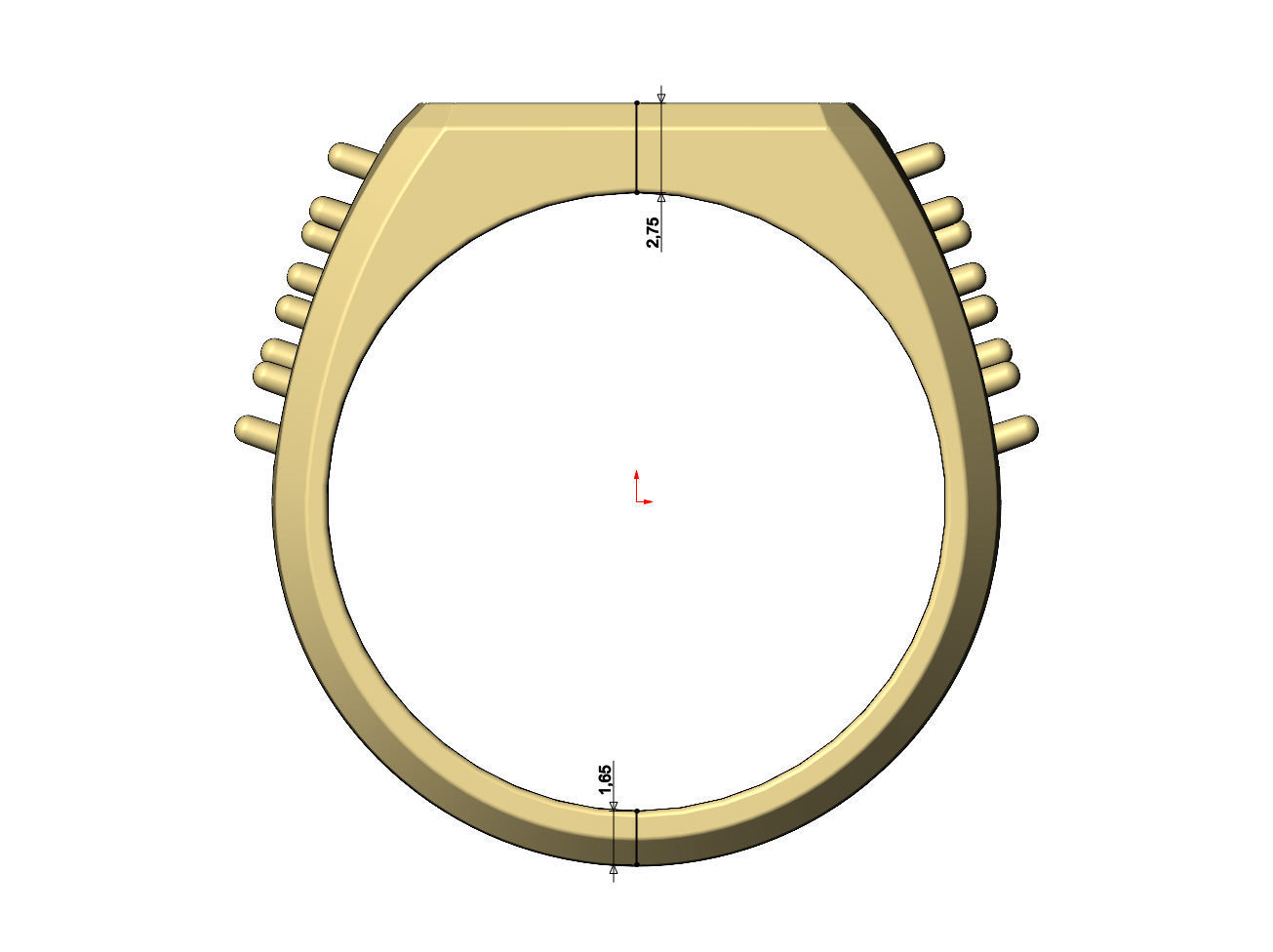 Blank rectangular diamond cluster shank signet US sizes 7 8 9 3D print model_8