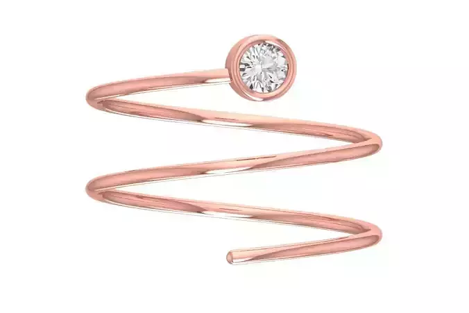 Solitaire Women Spiral Round Stone Band Ring