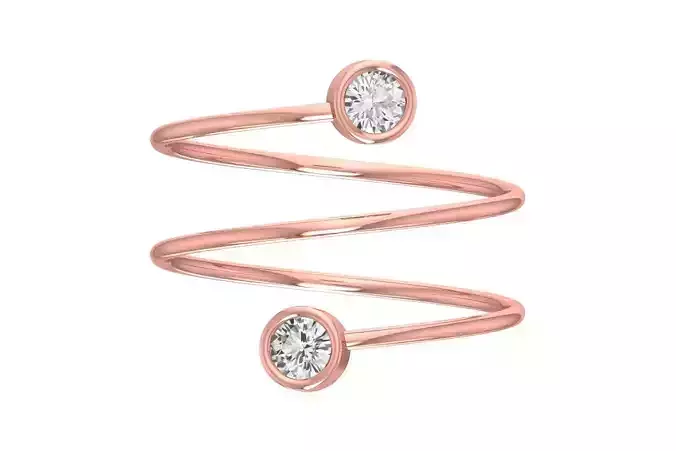 Solitaire Women Spiral Round Stone Band Ring