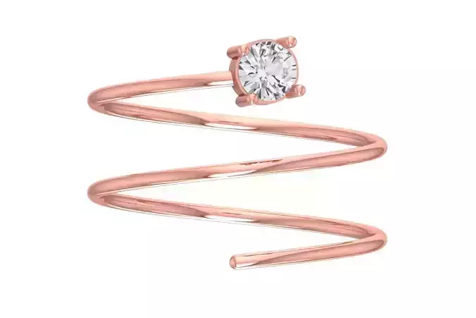 Solitaire Women Spiral Round Stone Band Ring