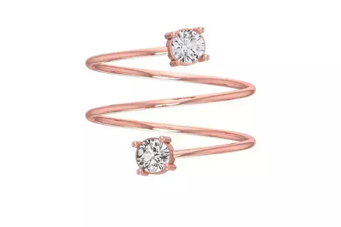 Solitaire Women Spiral Round Stone Band Ring