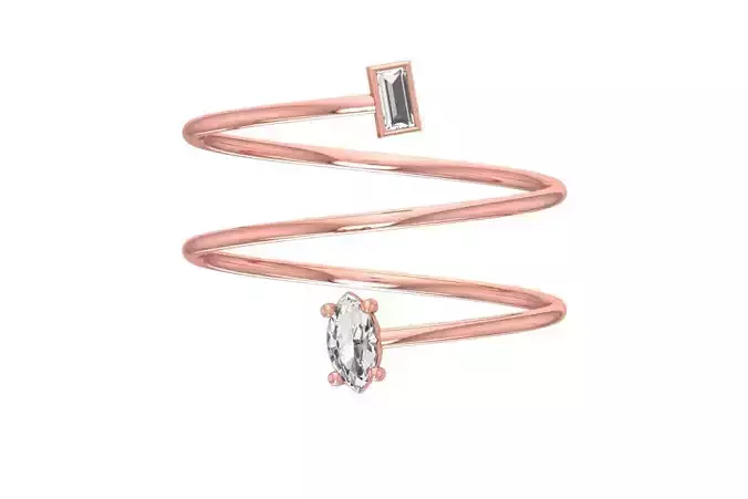 Solitaire Women Spiral Baguette Marquise Stone Band Ring