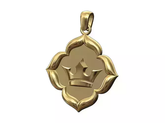Crown floral window pendant with bail
