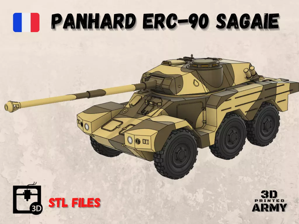 French tank Panhard ERC-90 Sagaie or Lynx  - STL files  3D print model_0