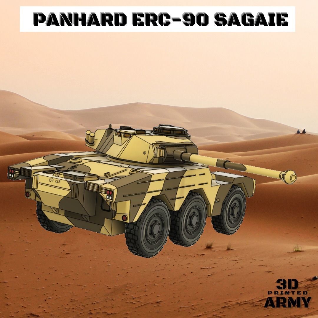 French tank Panhard ERC-90 Sagaie or Lynx  - STL files  3D print model_20