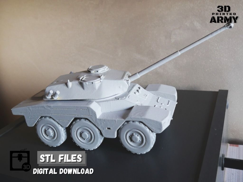 French tank Panhard ERC-90 Sagaie or Lynx  - STL files  3D print model_5